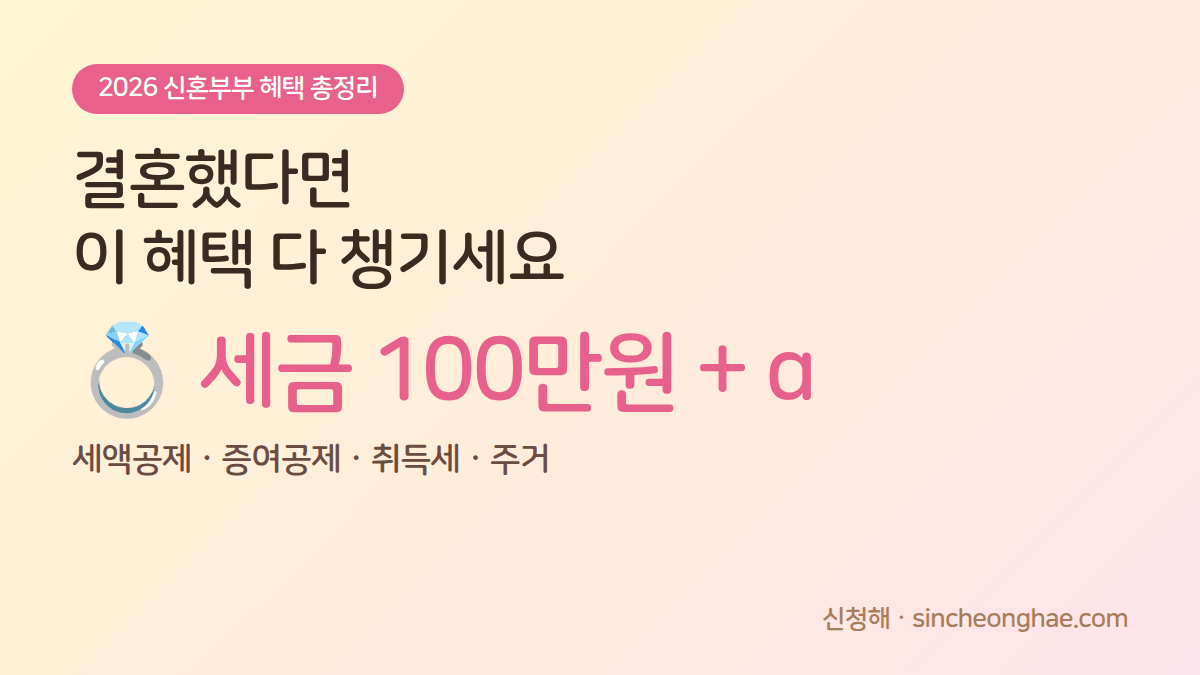 2026 신혼부부 혜택 총정리 세액공제 증여 취득세