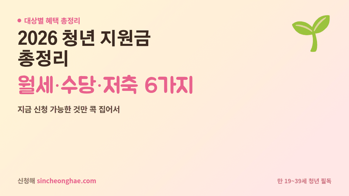 2026 청년 지원금 총정리 월세 수당 저축
