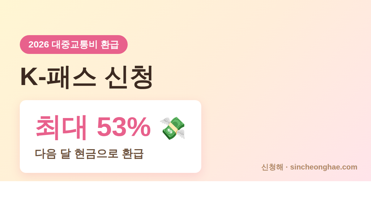 2026 K-패스 신청 대표 이미지 - 대중교통비 최대 53% 환급