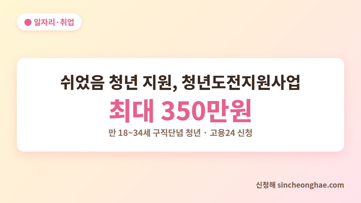 청년도전지원사업 신청 대표 이미지 - 쉬었음 청년 최대 350만원