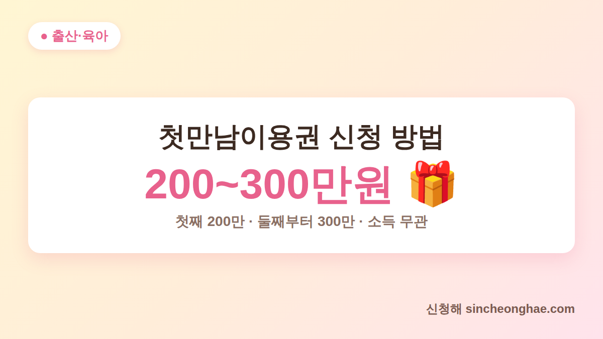 첫만남이용권 신청 방법과 지원 금액 첫째 200만원 둘째 300만원 안내