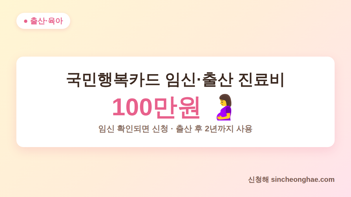 국민행복카드 신청 방법 안내 - 임신·출산 진료비 100만원