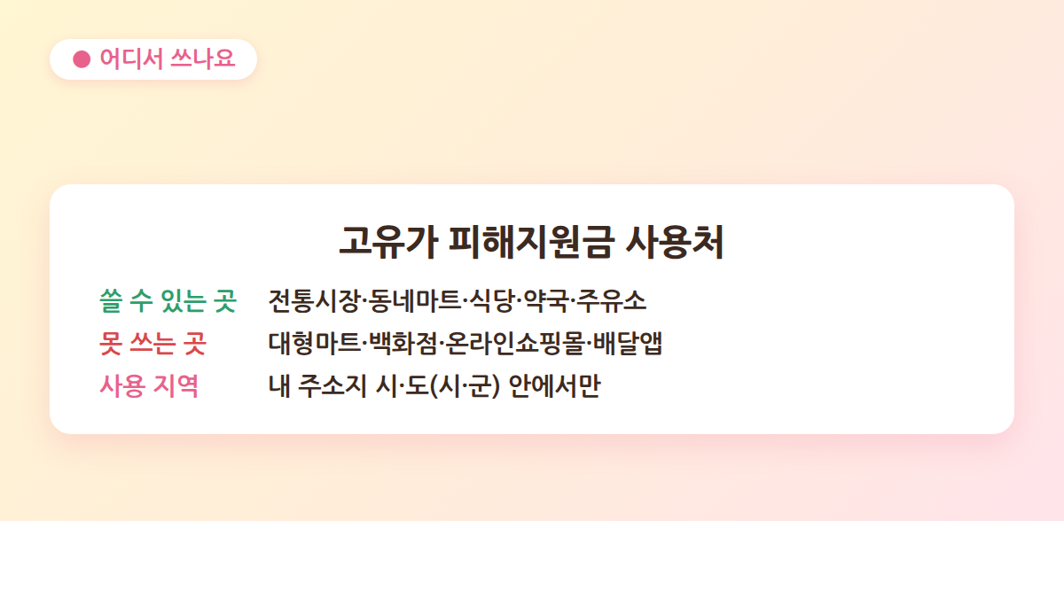 고유가 피해지원금 사용처 - 쓸 수 있는 곳과 못 쓰는 곳