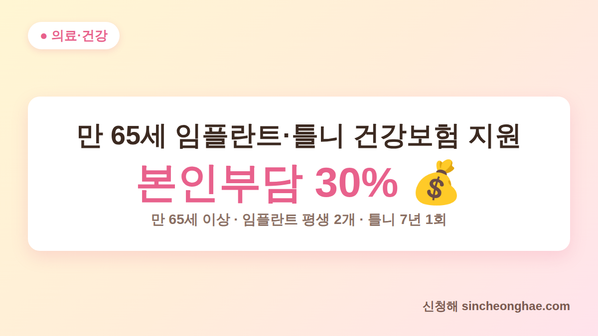 노인 임플란트 지원 만 65세 건강보험 본인부담 30% 대표 이미지