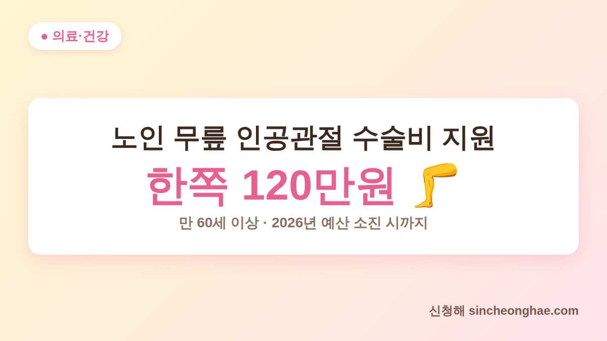 노인 무릎 인공관절 수술 지원 대상과 금액 안내 이미지