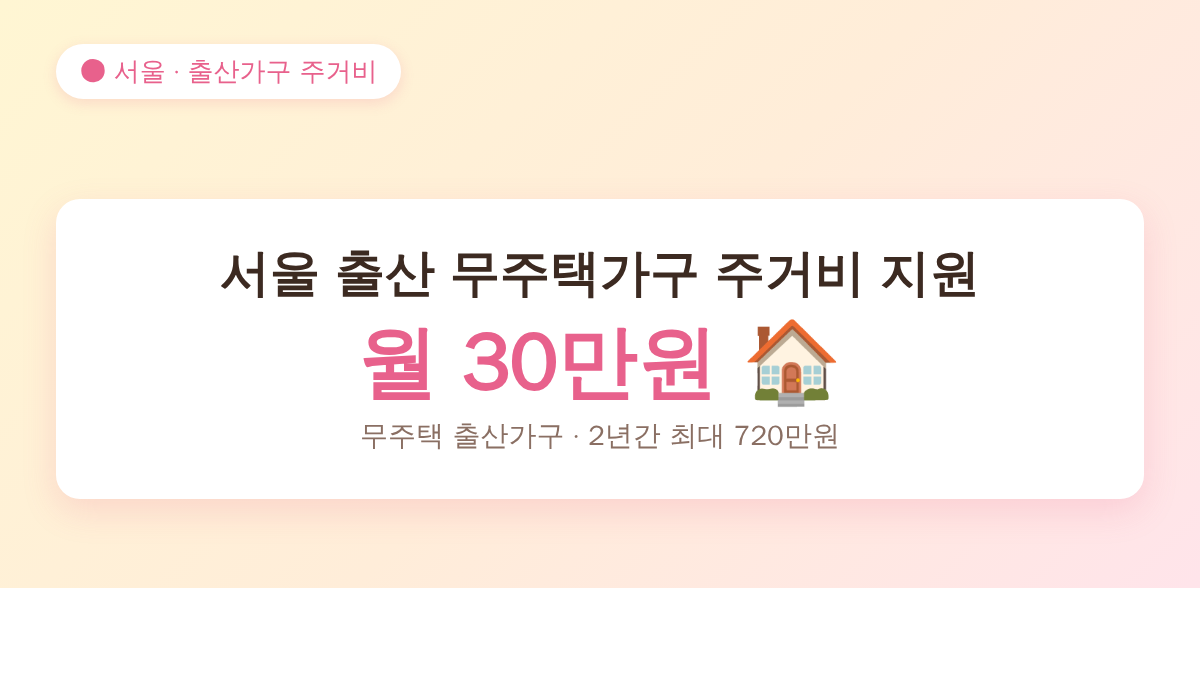 서울 출산가구 주거비 지원 대표 이미지 월 30만원 2년 720만원