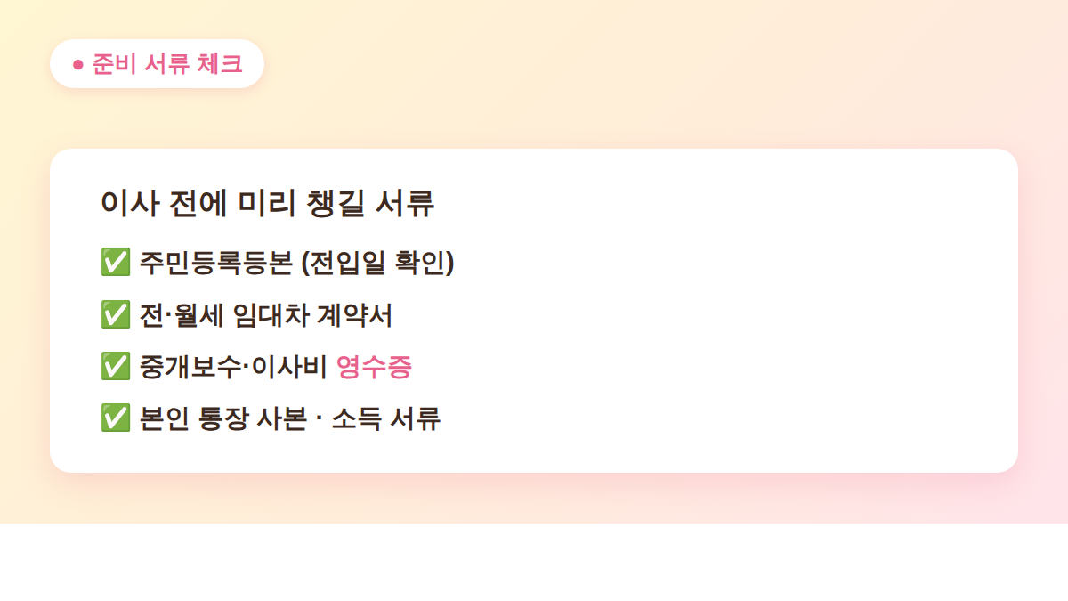 서울 청년 이사비 지원 신청 준비 서류 체크리스트
